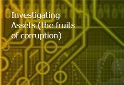 Investigating Assets (the fruits of corruption) Powerpoint Presentation