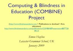 Computing and Blindness in Education PowerPoint Presentation