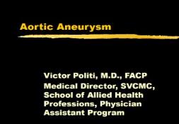 Aortic Aneurysm PowerPoint Presentation