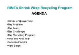 RIMTA Shrink Wrap Recycling Program PowerPoint Presentation