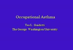 Occupational Asthma PowerPoint Presentation