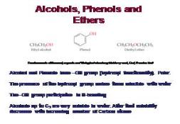 Alcohols Phenols and Ethers PowerPoint Presentation