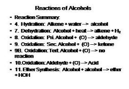 Reactions of Alcohols PowerPoint Presentation