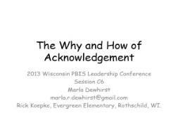 Acknowledgements at the Classroom Level PowerPoint Presentation