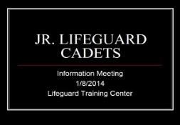 JR LIFEGUARD CADETS PowerPoint Presentation