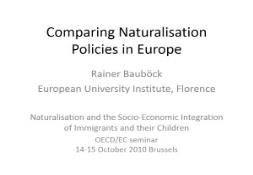 Naturalisation in Europe PowerPoint Presentation