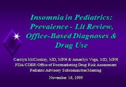 Insomnia In Pediatrics-Prevalence PowerPoint Presentation