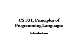 Principles of Programming Languages PowerPoint Presentation