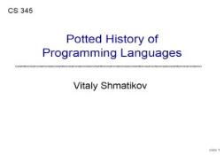 Overview Programming Languages PowerPoint Presentation