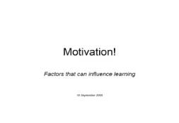 Motivations PowerPoint Presentation