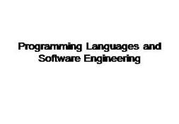 Programmings Languages and Software Engineering PowerPoint Presentation